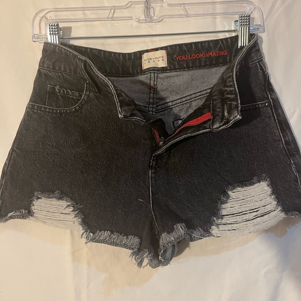 Alice + Olivia Black High Rise  Jeans Summer Shorts #57